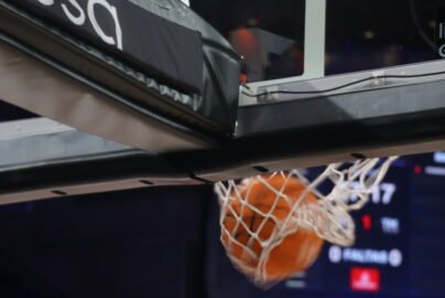 RM basketball through hoop