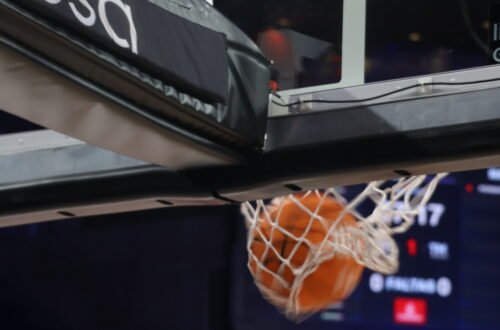 RM basketball through hoop